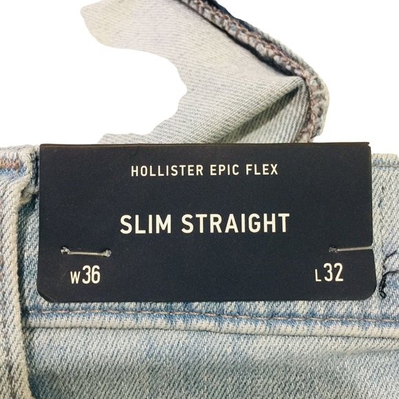 HOLLISTER Men's Slim Straight Light Wash Epic Fit 36x32 Jeans - Picture 5 of 5